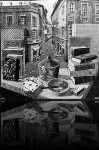 Nature morte et rue (xylogravure - 490x490 - 1937)
